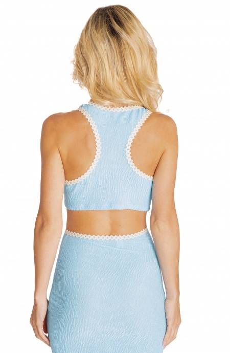 Pin Up Stars CROP TOP GOFFRATO CON PASSAMANERIA TINTA UNITA Fino al 60% di sconto