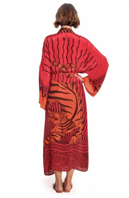 Pin Up Stars KIMONO LUNGO STAMPA TIGER SUN Solo un giorno rimasto