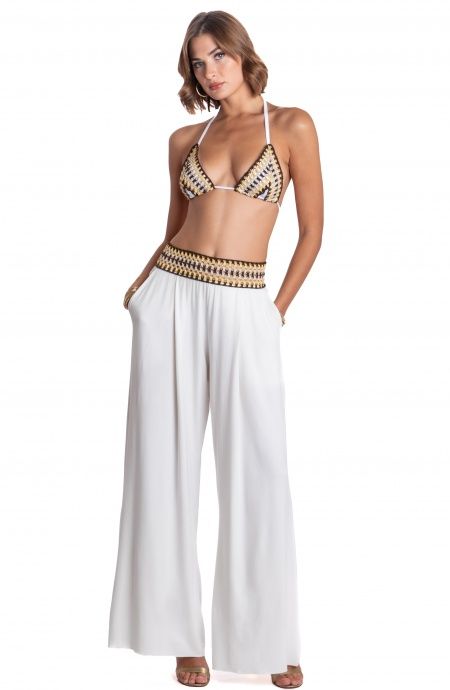 Pin Up Stars PANTALONE PALAZZO CON PASSAMANERIA CROCHET Duty-free