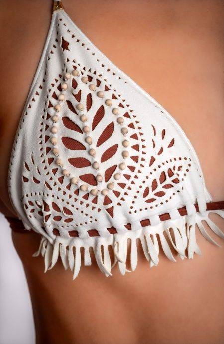 Pin Up Stars BIKINI TRIANGOLO IMBOTTITO CON LAVORAZIONE LASER E RICAMO PERLINE Affare Del Giorno