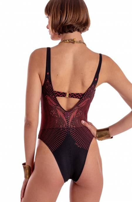 Pin Up Stars COSTUME DA BAGNO INTERO CON FASCIA IMBOTTITA E ACCESSORIO STAMPA TIGER SUN Presa