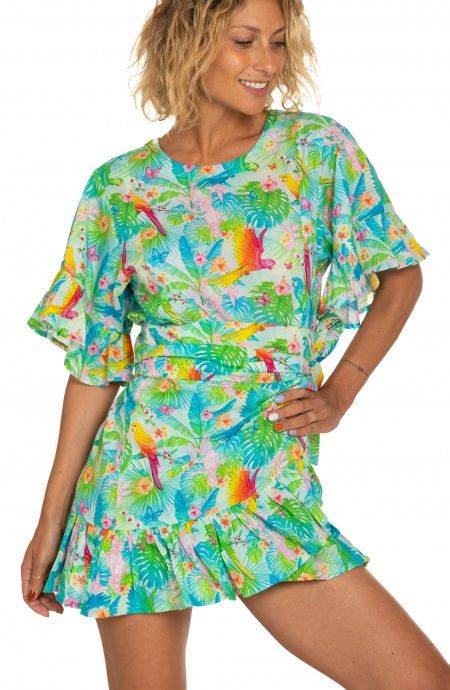 Pin Up Stars Abito Pareo In Cotone Stampa Happy Tropical Offerta Anniversario