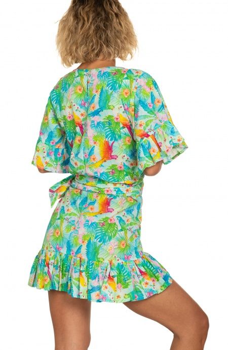 Pin Up Stars Abito Pareo In Cotone Stampa Happy Tropical Offerta Anniversario