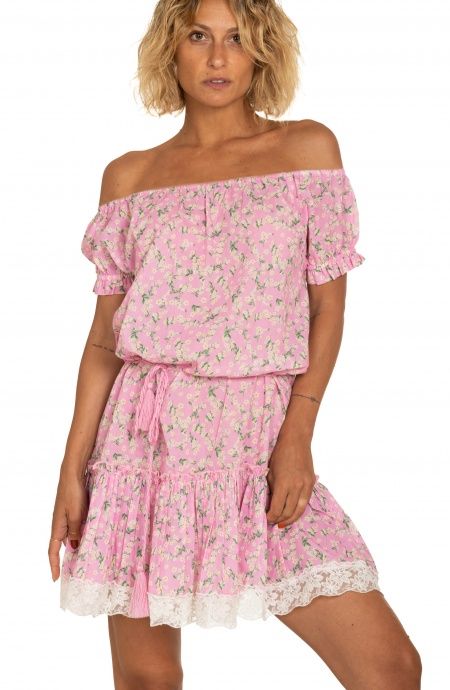 Pin Up Stars Abito Maniche A Palloncino Flower Print Liquidazione