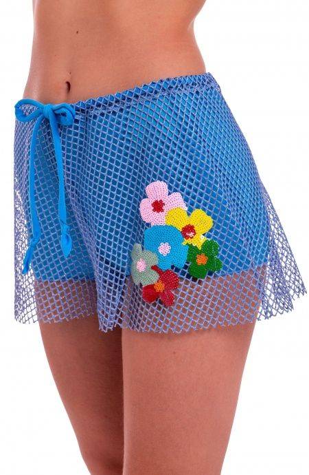 Pin Up Stars Short Rete Lurex Con Culotte Ricamo Fiori Paillettes Super Saving Price