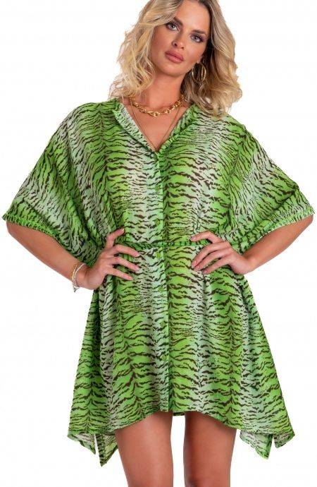 Pin Up Stars Poncho Mussola Di Viscosa Stampa Tigre In vendita