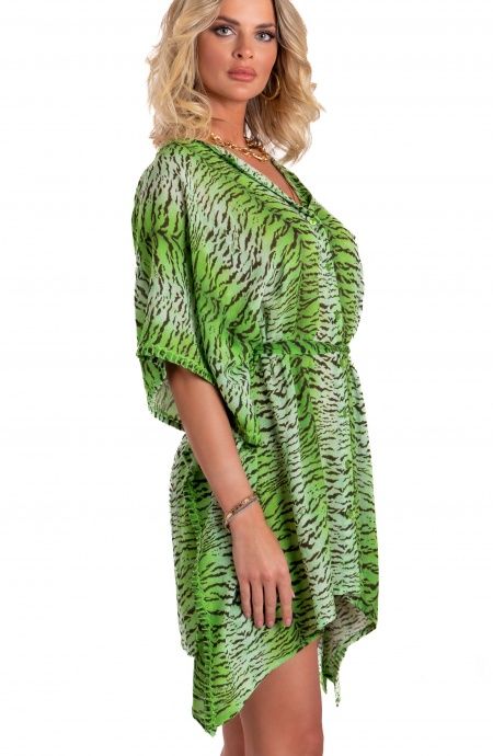 Pin Up Stars Poncho Mussola Di Viscosa Stampa Tigre In vendita