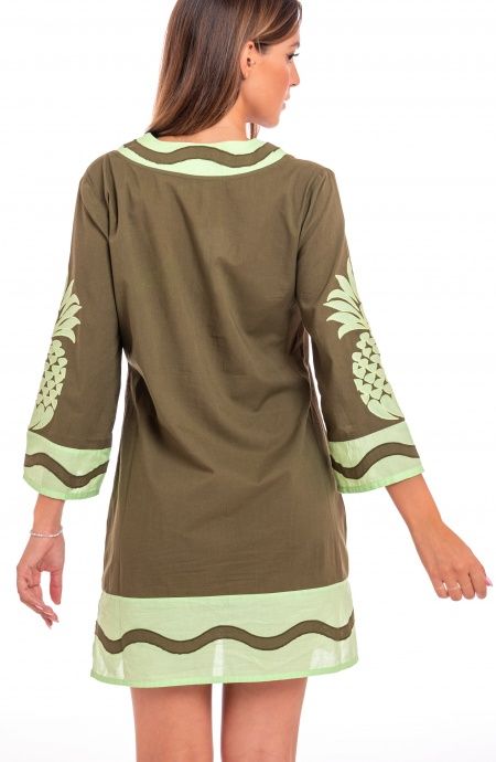 Pin Up Stars Tunichetta Ricamata Pineapple Patch in Cotone 2025