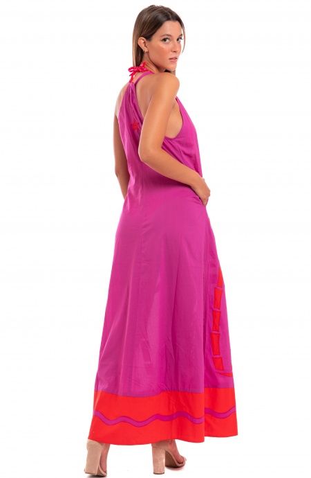 Pin Up Stars Abito Lungo A Spallina Ricamato Pineapple Patch in Cotone Only for today