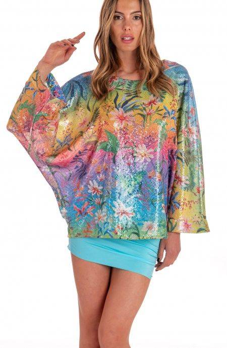 Pin Up Stars Blusa Poncho Paillettes Stampa Dune Paillettes 50% di sconto con spedizione gratuita