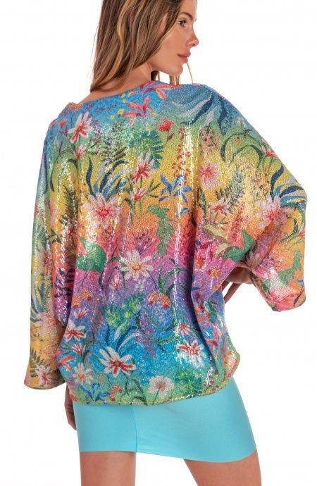 Pin Up Stars Blusa Poncho Paillettes Stampa Dune Paillettes 50% di sconto con spedizione gratuita