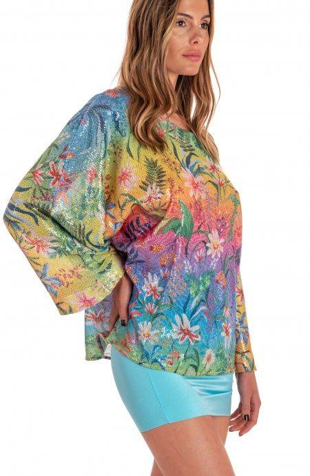 Pin Up Stars Blusa Poncho Paillettes Stampa Dune Paillettes 50% di sconto con spedizione gratuita
