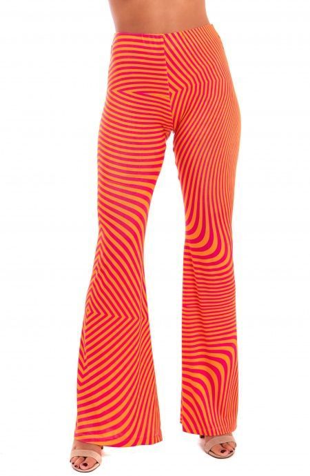Pin Up Stars Pantalone a Zampa Jersey Stampa Optical 50% di sconto per tempo limitato