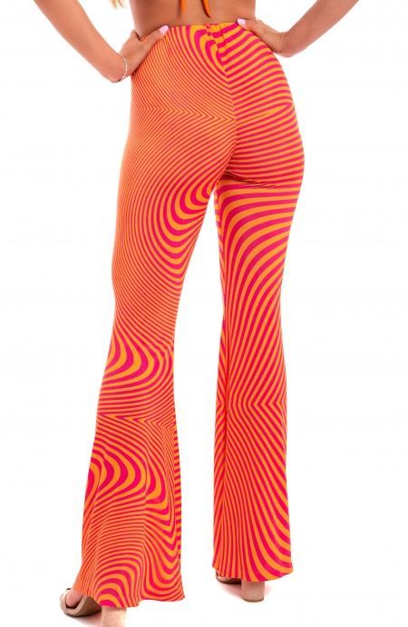 Pin Up Stars Pantalone a Zampa Jersey Stampa Optical 50% di sconto per tempo limitato