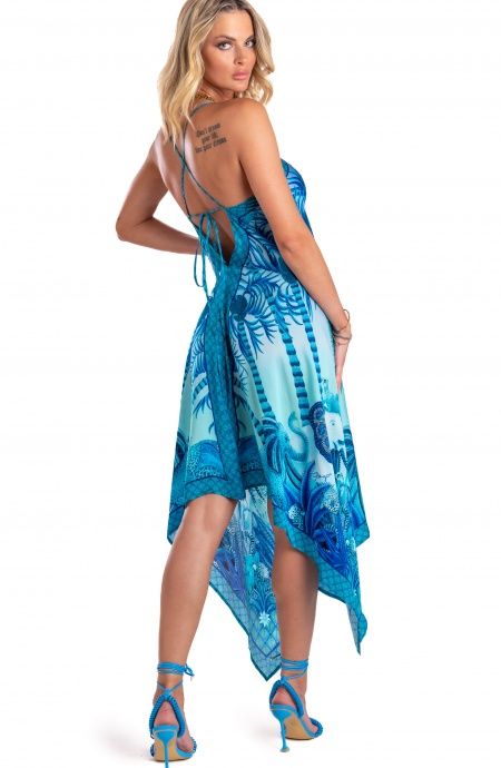 Pin Up Stars Abito Foulard Raso di Viscosa Palm Paradise Qualità