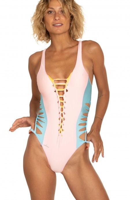 Pin Up Stars Costume Intero Double Cut Tinta Unita Offerte