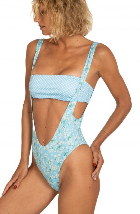 Pin Up Stars Costume Intero Con Fascia Stampa Provenzale Vendita Calda