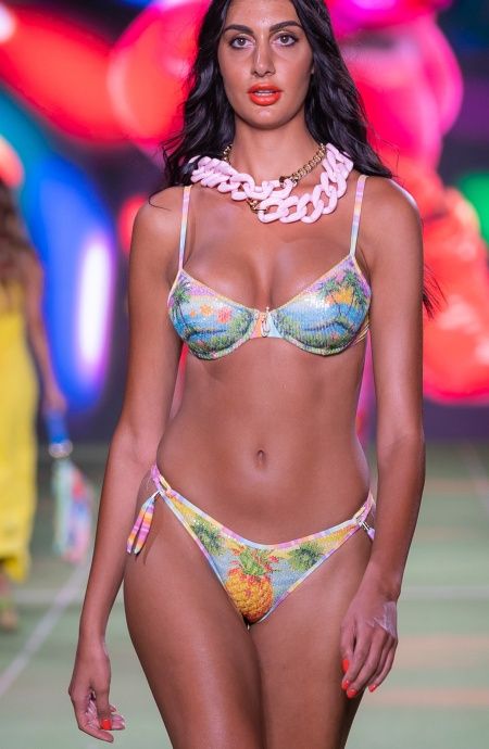 Pin Up Stars Bikini Balconcino Con Ferretto Paillettes Stampa Hawaii Grande vendita