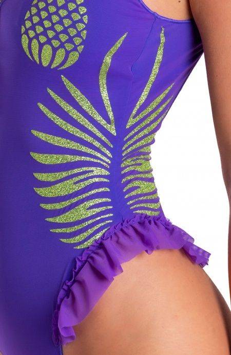 Pin Up Stars Costume Intero Tulle Stampa Ananas Lurex Offerta migliore