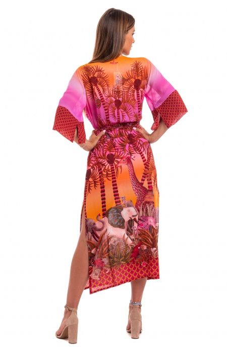 Pin Up Stars Kimono Mussola di Viscosa Palm Paradise Ritorno libero