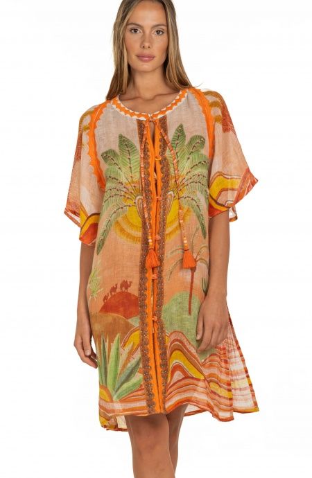 Pin Up Stars Poncho In Garza Stampa Dune Ultimo giorno