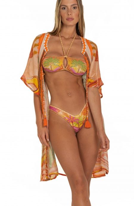 Pin Up Stars Poncho In Garza Stampa Dune Ultimo giorno