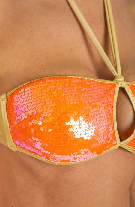 Pin Up Stars Bikini Fascia Goccia Centroseno Slip Fiocchi Bicolor Paillettes Enormi sconti