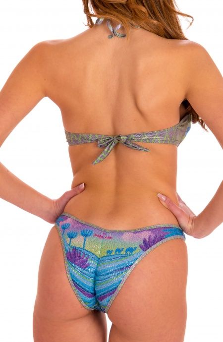Pin Up Stars Bikini Fascia Slip Sgambato Stampa Dune Paillettes Esporta salva