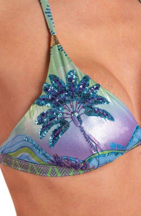 Pin Up Stars Bikini Brassiere Slip Fiocchi Stampa Ricamo Paillettes Dune In vendita