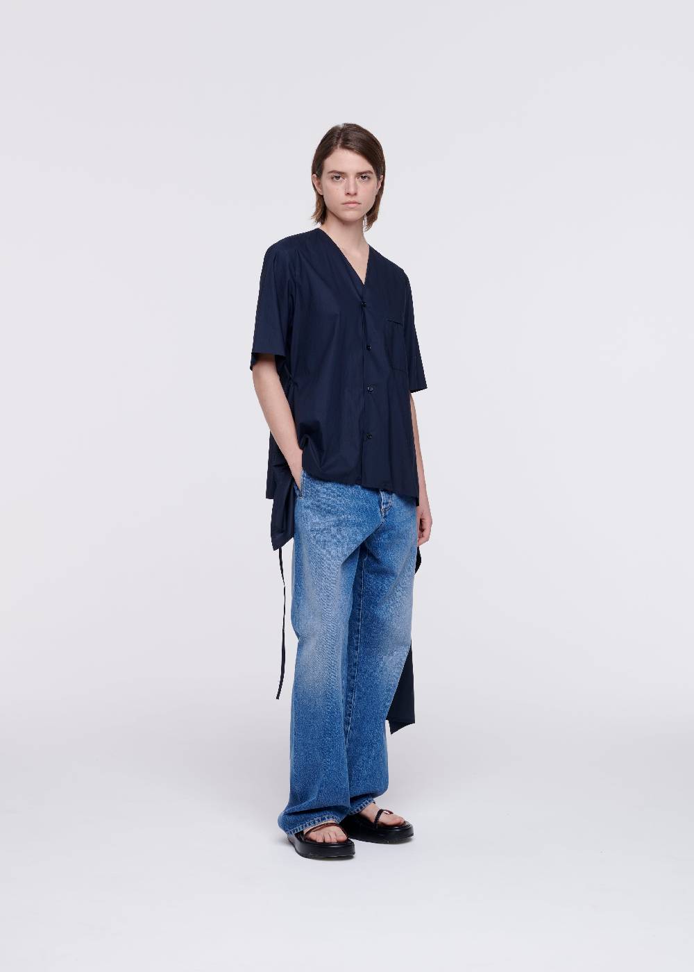 Plan C CAMICIA DI COTONE BLU CON STRASCICO Convenienza