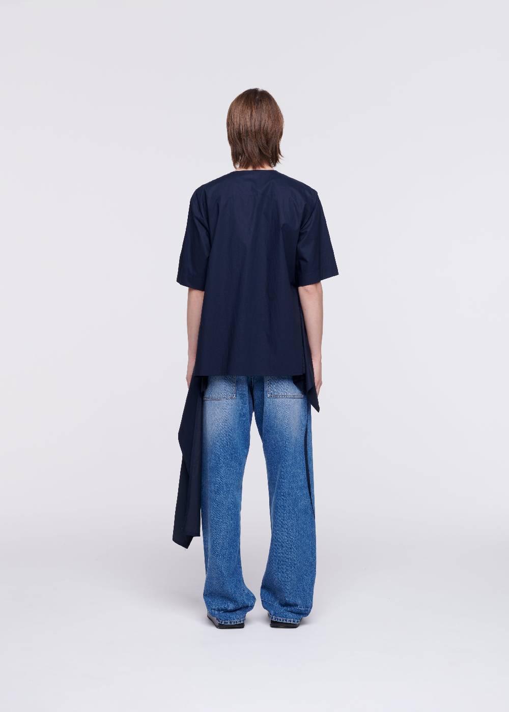 Plan C CAMICIA DI COTONE BLU CON STRASCICO Convenienza