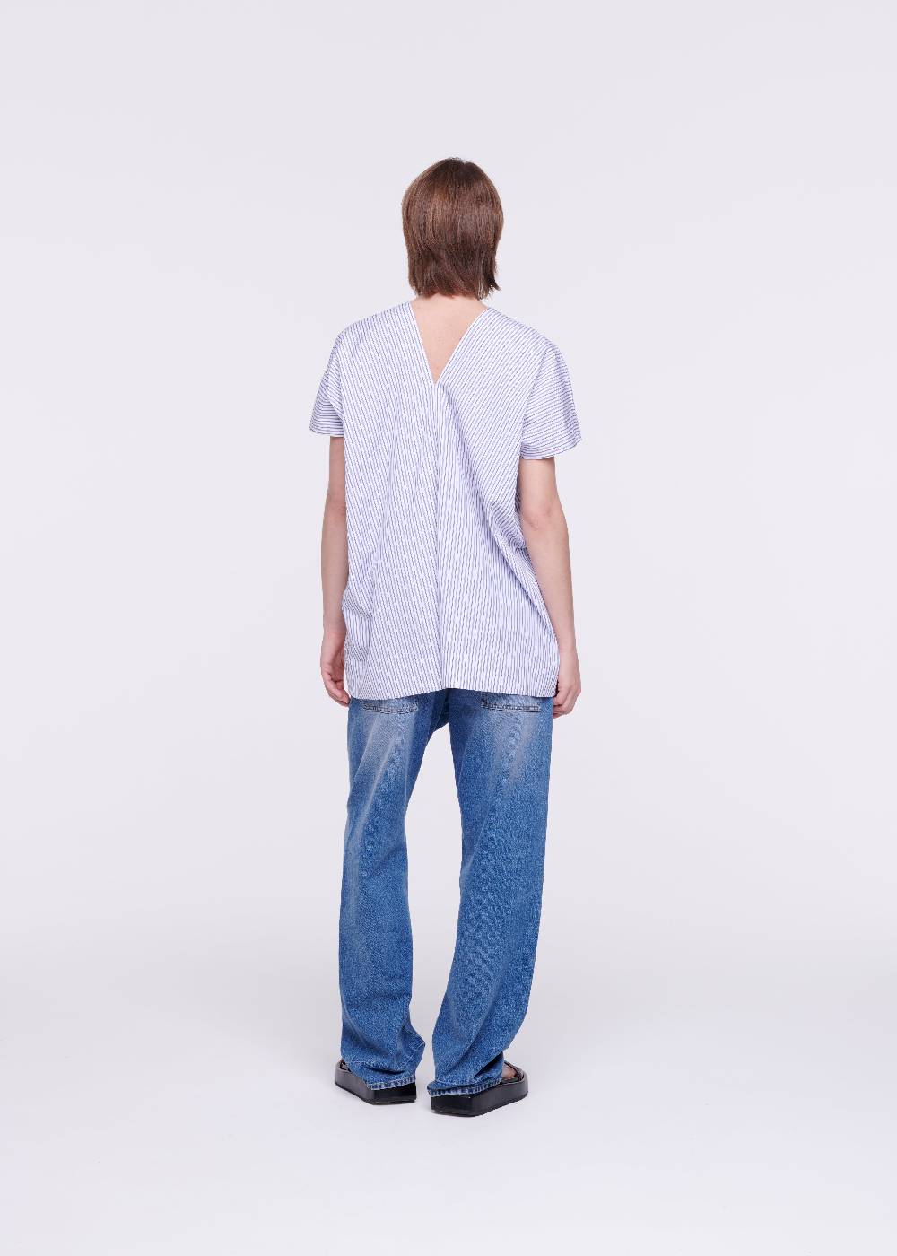 Plan C TOP A RIGHE IN COTONE CON SCOLLO A V Presa