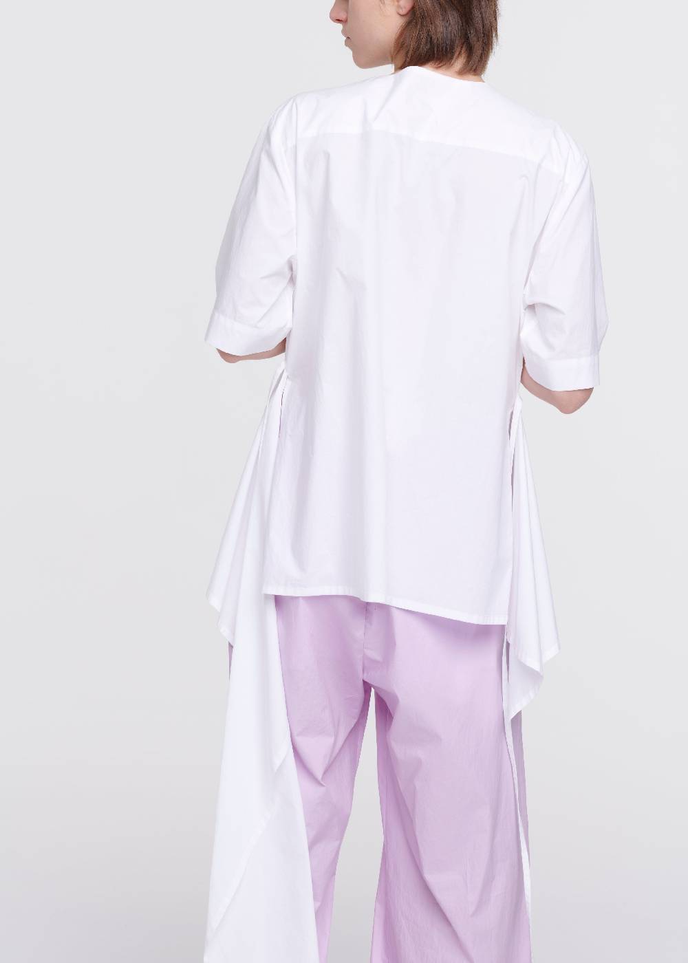Plan C CAMICIA DI COTONE BIANCO CON STRASCICO Outlet