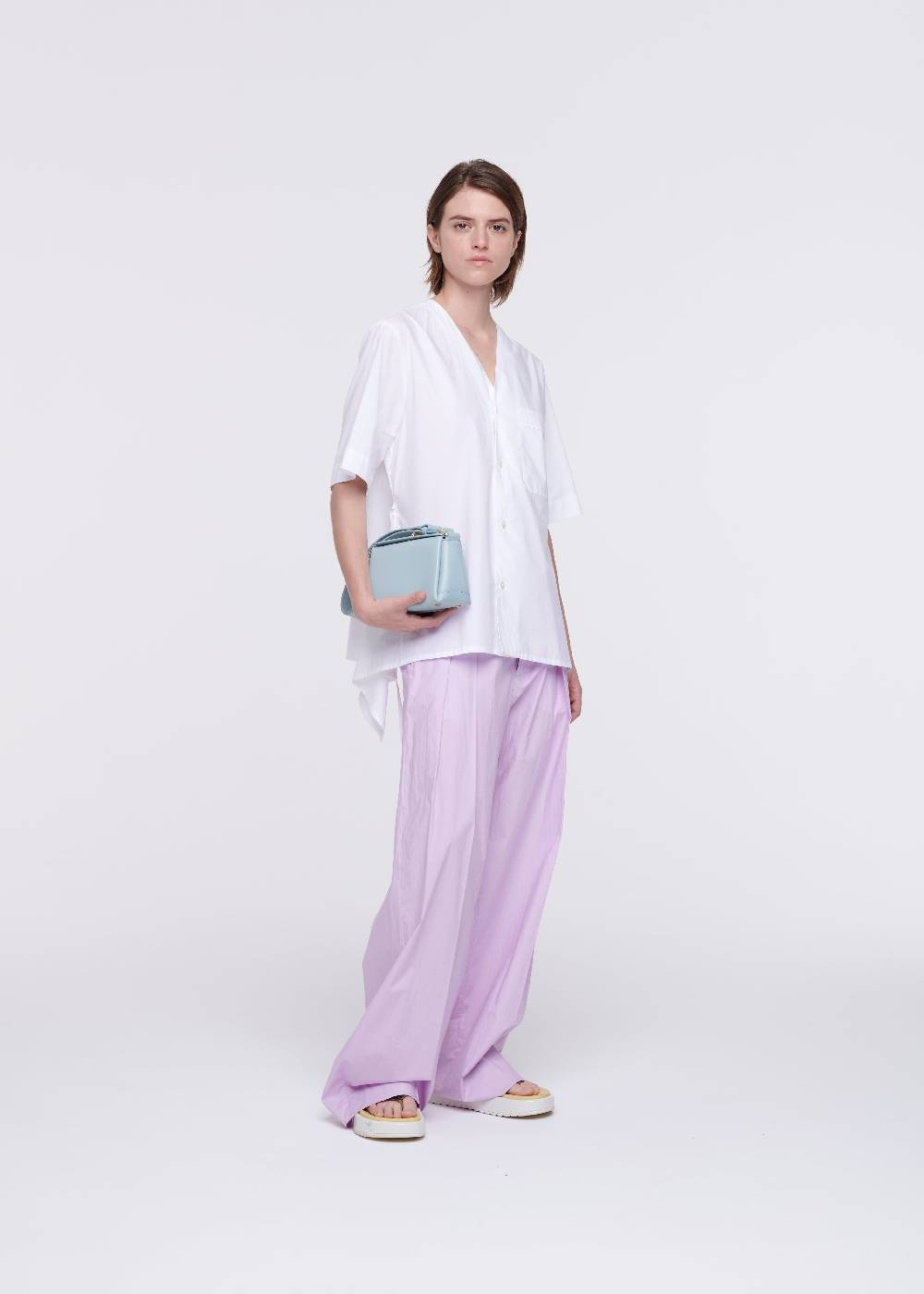 Plan C CAMICIA DI COTONE BIANCO CON STRASCICO Outlet