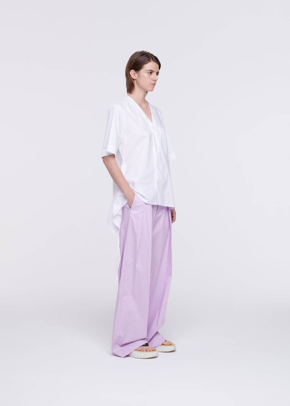 Plan C CAMICIA DI COTONE BIANCO CON STRASCICO Outlet