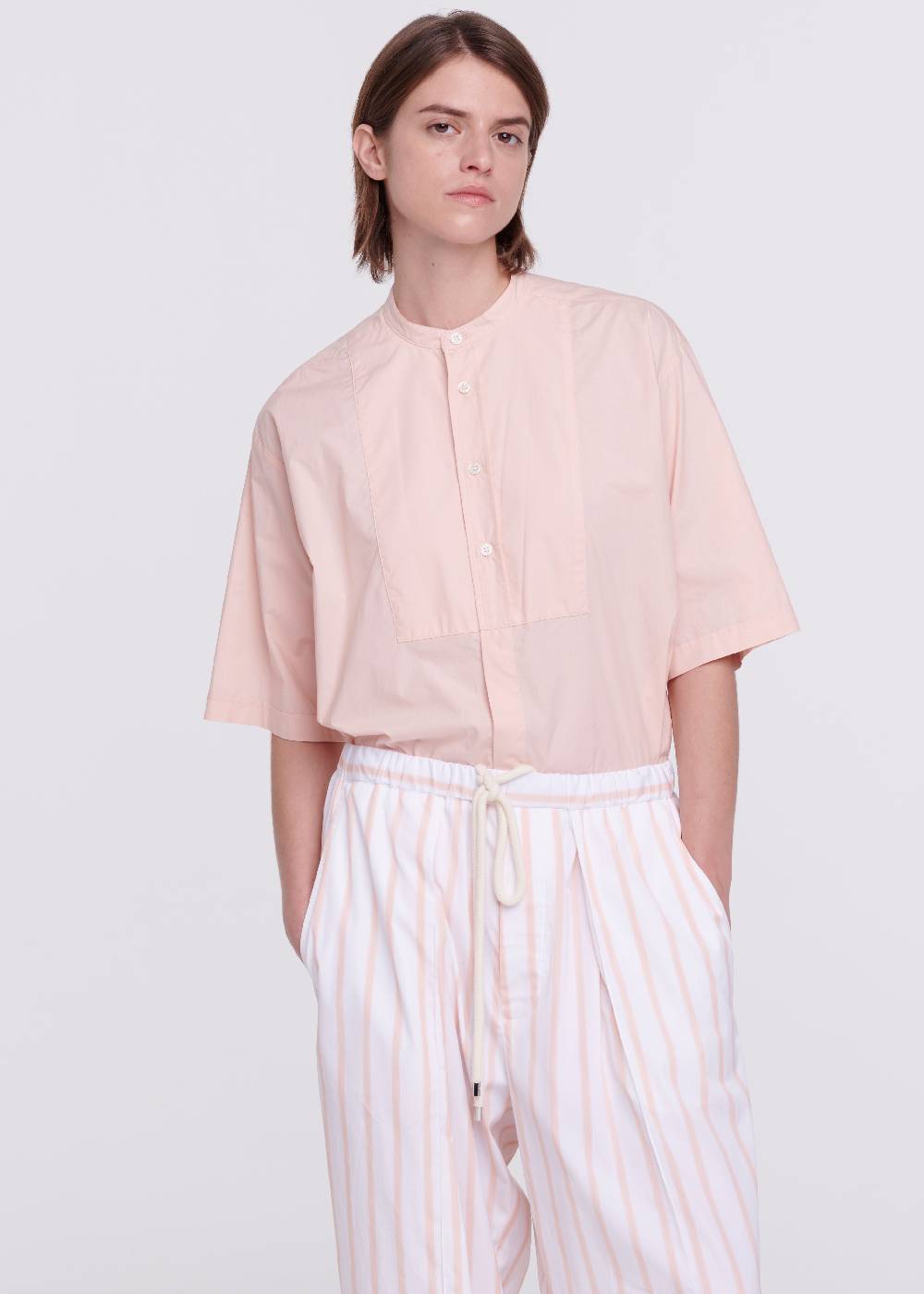Plan C CAMICIA IN POPELINE IN COTONE ROSA In Vendita