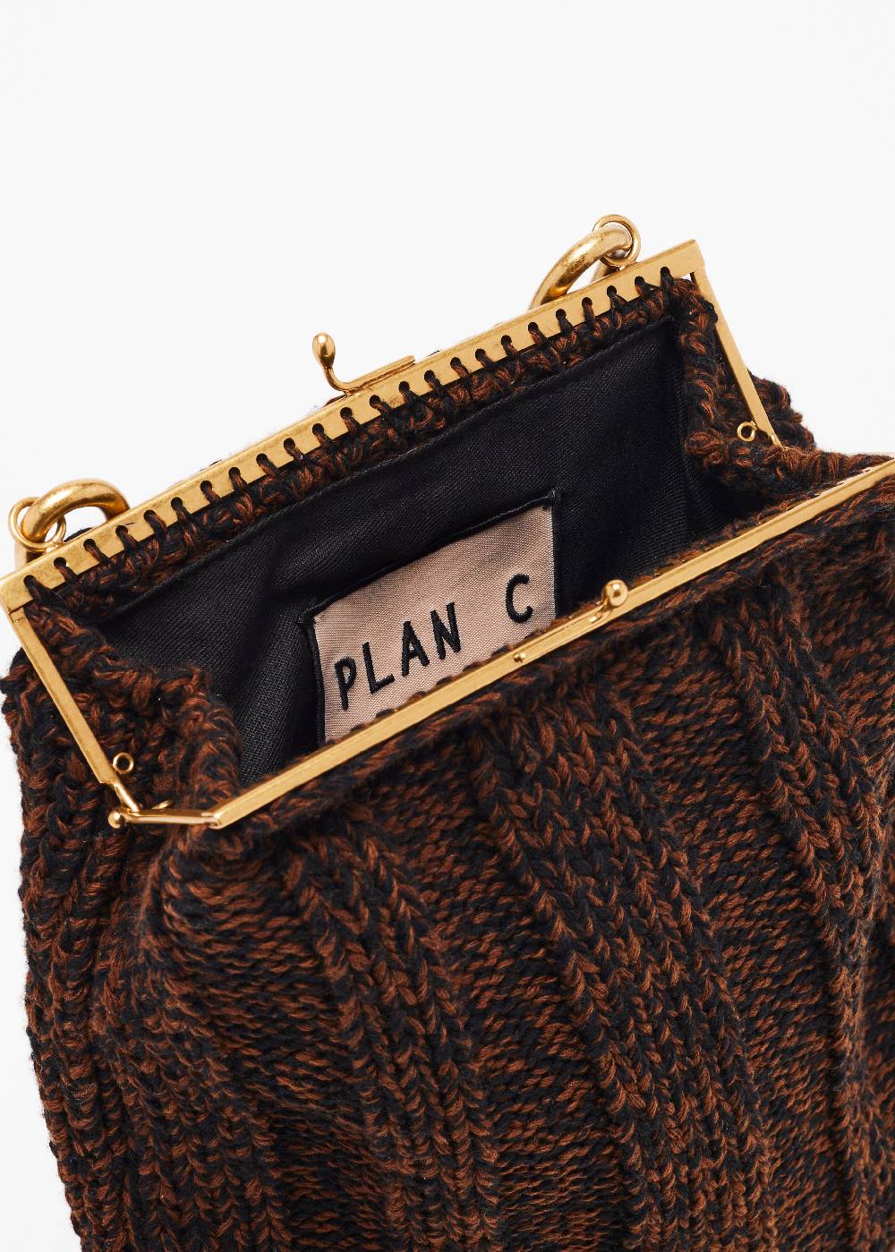 Plan C BORSA IN MAGLIA MARRONE MELANGE Consegna Veloce