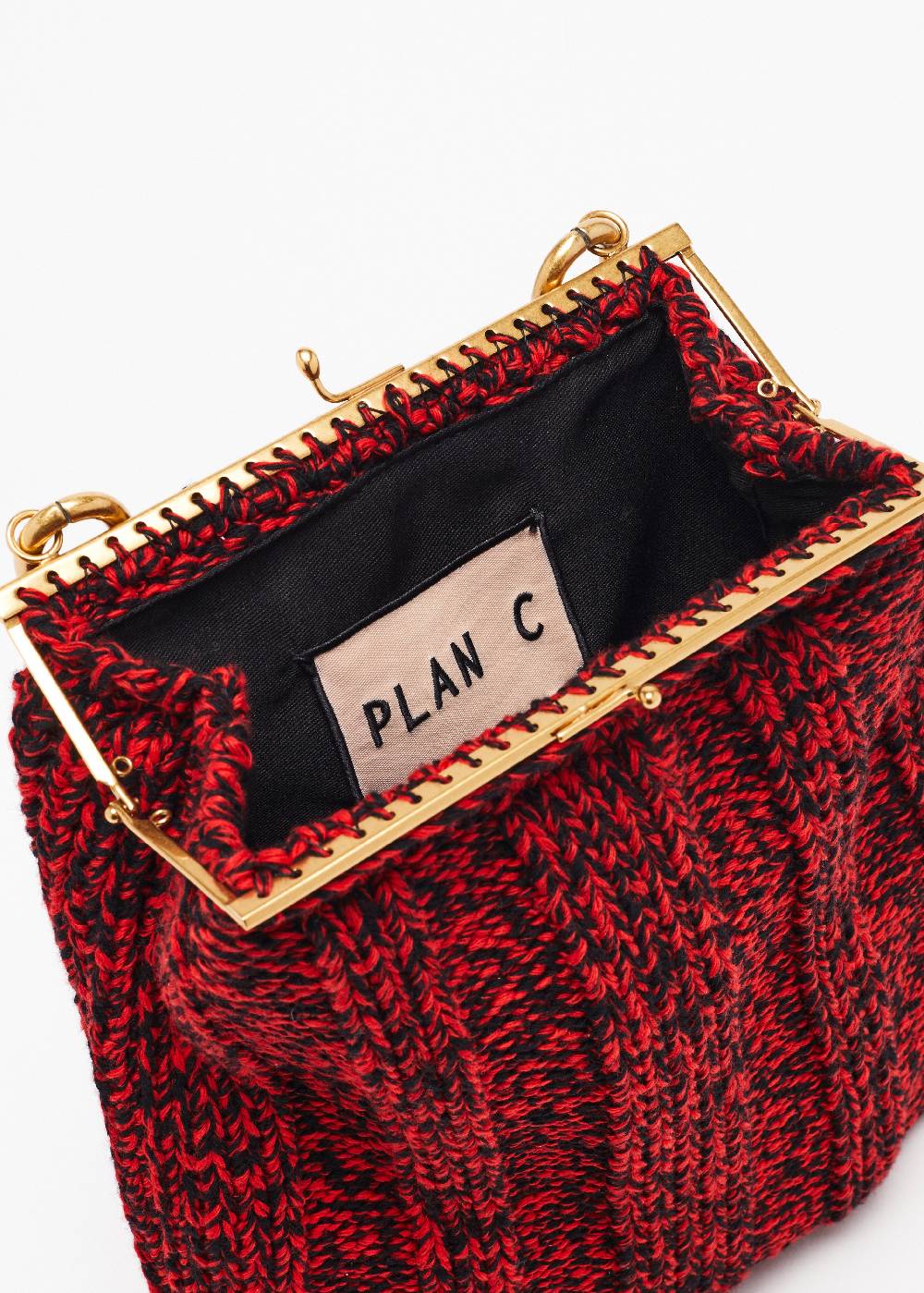 Plan C BORSA IN MAGLIA ROSSO MELANGE Promozione Limitata