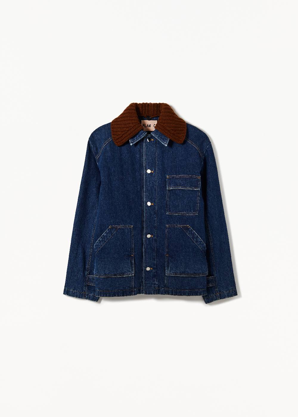 Plan C GIACCA IN DENIM CON COLLETTO IN MAGLIA REMOVIBILE Affare Del Giorno