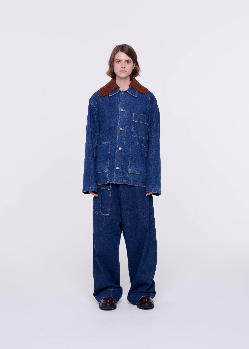 Plan C GIACCA IN DENIM CON COLLETTO IN MAGLIA REMOVIBILE Affare Del Giorno