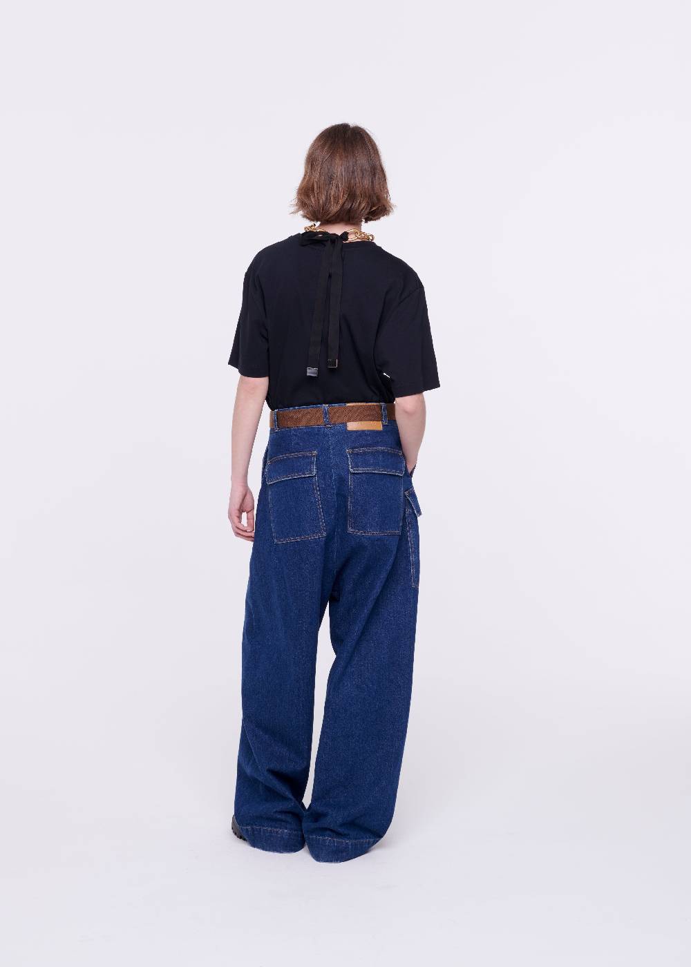Plan C JEANS A GAMBA AMPIA CON CINTURA MARRONE Prezzo Ridotto