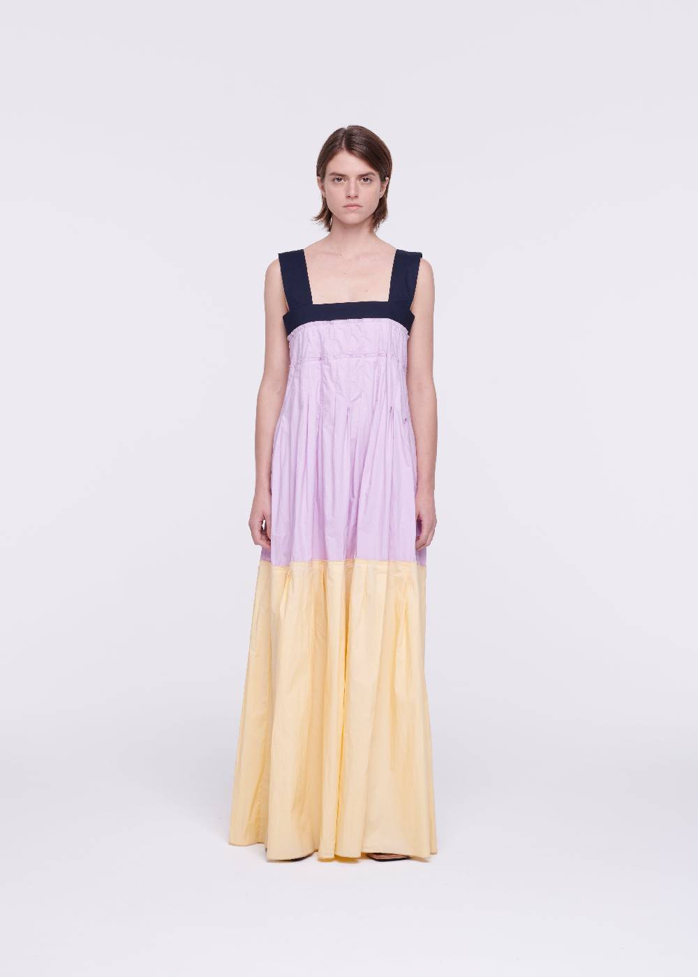Plan C ABITO LUNGO IN COTONE COLOR BLOCK Presa