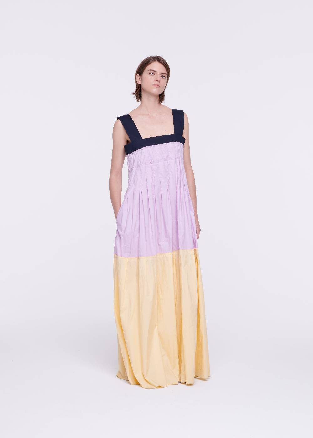 Plan C ABITO LUNGO IN COTONE COLOR BLOCK Presa