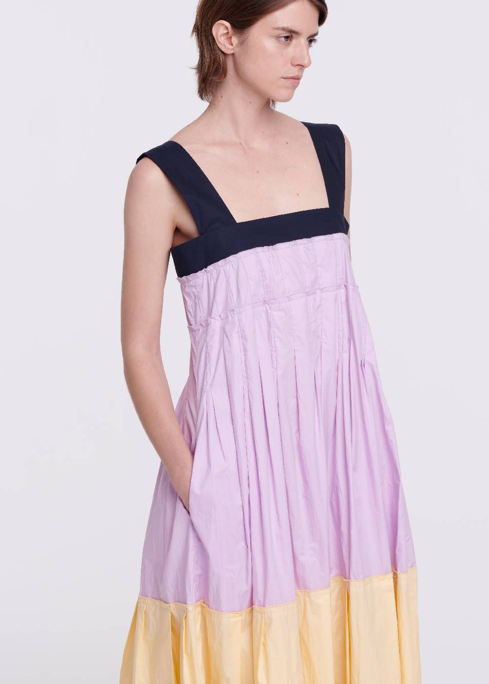 Plan C ABITO LUNGO IN COTONE COLOR BLOCK Presa