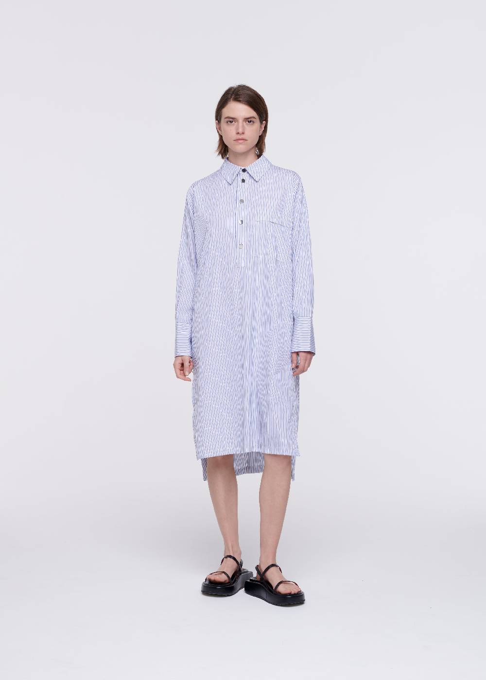 Plan C ABITO CAMICIA A RIGHE IN COTONE Economico