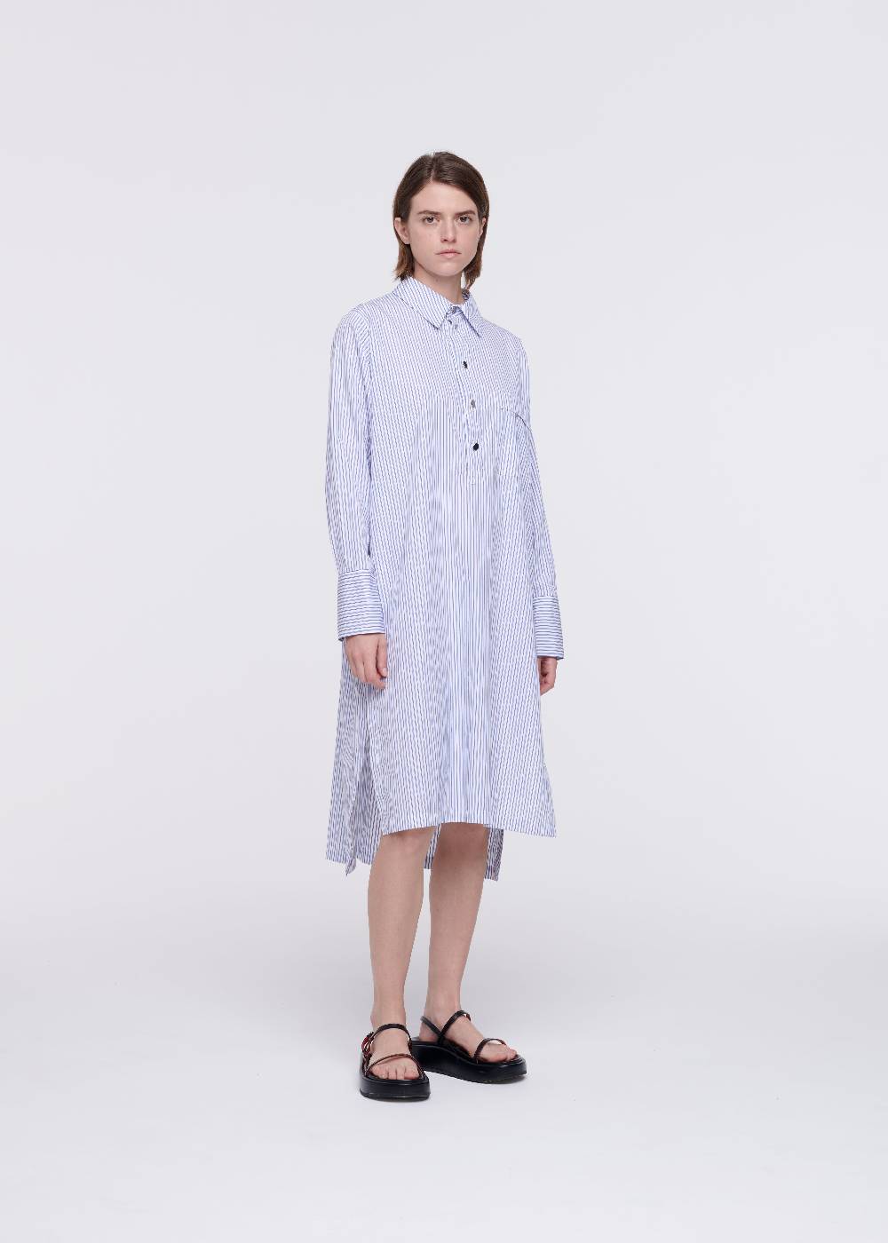 Plan C ABITO CAMICIA A RIGHE IN COTONE Economico