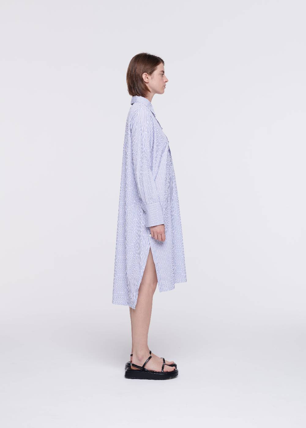 Plan C ABITO CAMICIA A RIGHE IN COTONE Economico