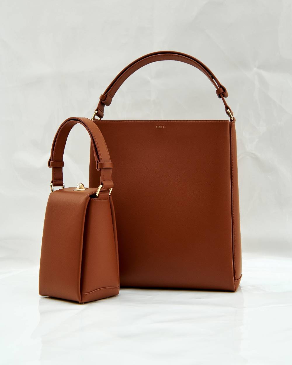 Plan C BORSA TOTE FOLDED TABACCO Vendita Calda