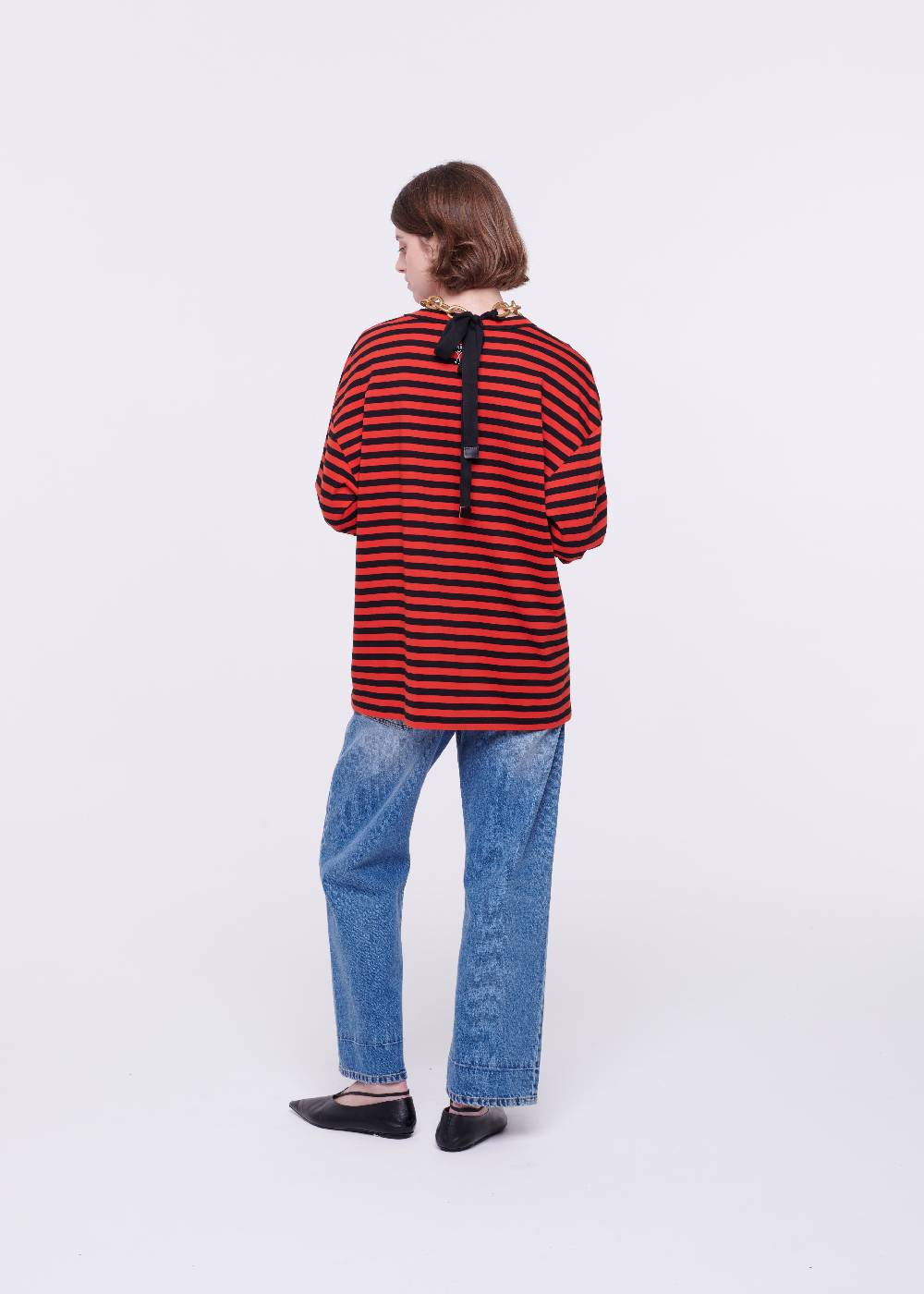 Plan C T-SHIRT A MANICHE LUNGHE A RIGHE Nuovo