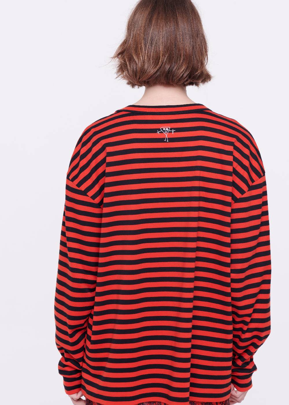 Plan C T-SHIRT A MANICHE LUNGHE A RIGHE Nuovo